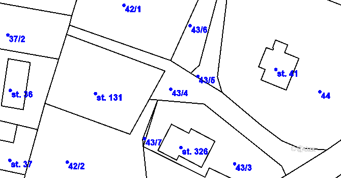 Parcela st. 43/4 v KÚ Bzí u Železného Brodu, Katastrální mapa