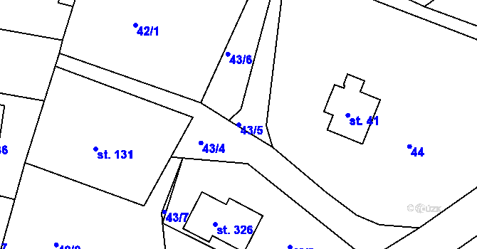 Parcela st. 43/5 v KÚ Bzí u Železného Brodu, Katastrální mapa