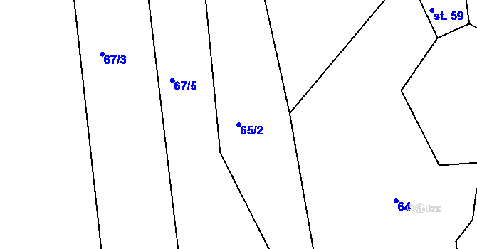 Parcela st. 65/2 v KÚ Bzí u Železného Brodu, Katastrální mapa