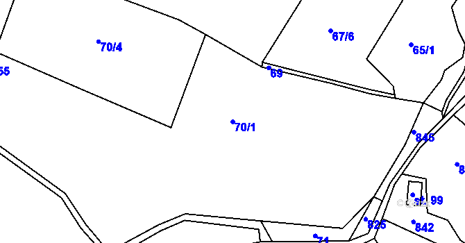 Parcela st. 70/1 v KÚ Bzí u Železného Brodu, Katastrální mapa