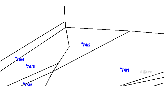 Parcela st. 74/2 v KÚ Bzí u Železného Brodu, Katastrální mapa
