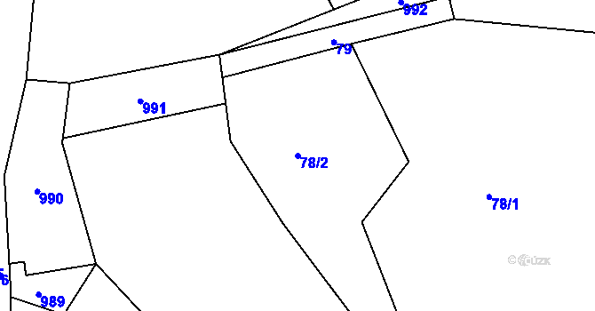 Parcela st. 78/2 v KÚ Bzí u Železného Brodu, Katastrální mapa