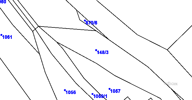 Parcela st. 148/3 v KÚ Bzí u Železného Brodu, Katastrální mapa
