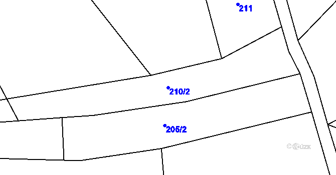 Parcela st. 210/2 v KÚ Bzí u Železného Brodu, Katastrální mapa