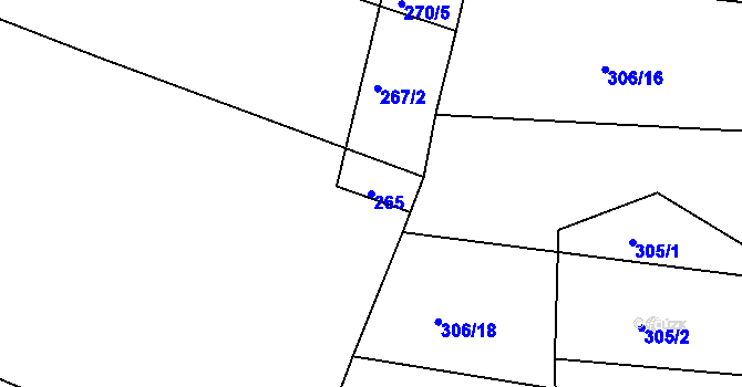 Parcela st. 265 v KÚ Bzí u Železného Brodu, Katastrální mapa