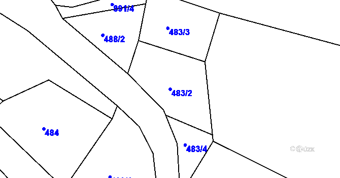 Parcela st. 483/2 v KÚ Bzí u Železného Brodu, Katastrální mapa