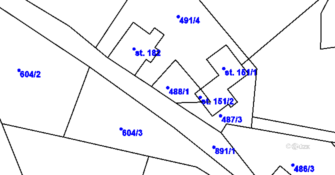 Parcela st. 488/1 v KÚ Bzí u Železného Brodu, Katastrální mapa