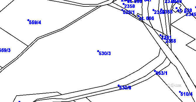 Parcela st. 530/3 v KÚ Bzí u Železného Brodu, Katastrální mapa