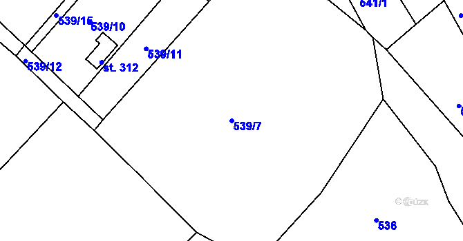 Parcela st. 539/7 v KÚ Bzí u Železného Brodu, Katastrální mapa