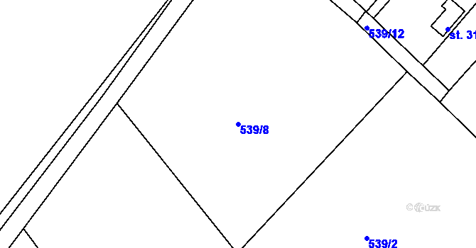 Parcela st. 539/8 v KÚ Bzí u Železného Brodu, Katastrální mapa