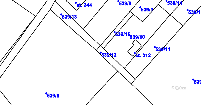 Parcela st. 539/12 v KÚ Bzí u Železného Brodu, Katastrální mapa