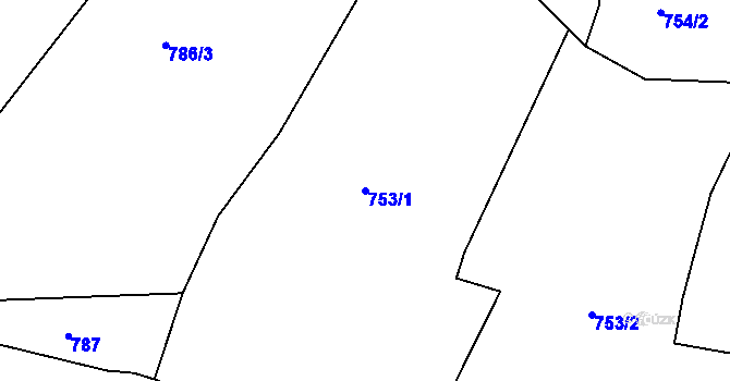 Parcela st. 753/1 v KÚ Bzí u Železného Brodu, Katastrální mapa