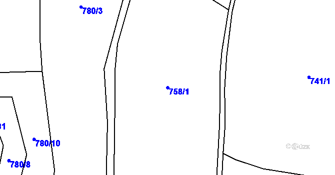 Parcela st. 758/1 v KÚ Bzí u Železného Brodu, Katastrální mapa