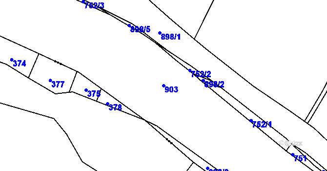 Parcela st. 903 v KÚ Bzí u Železného Brodu, Katastrální mapa