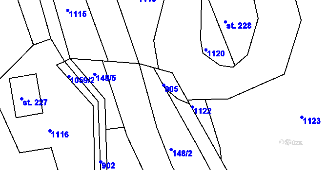 Parcela st. 905 v KÚ Bzí u Železného Brodu, Katastrální mapa
