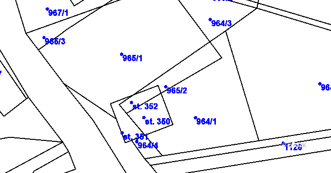 Parcela st. 965/2 v KÚ Bzí u Železného Brodu, Katastrální mapa