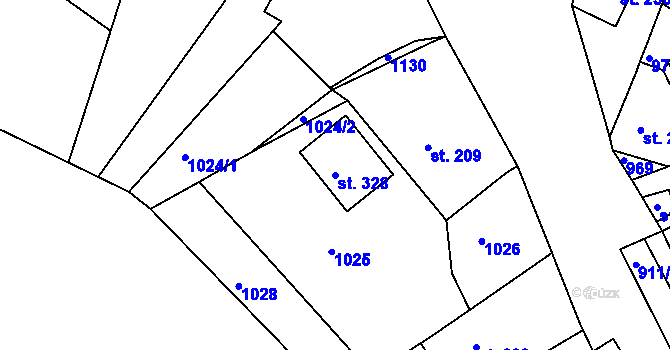 Parcela st. 328 v KÚ Bzí u Železného Brodu, Katastrální mapa