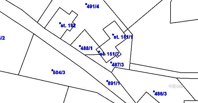 Parcela st. 151/2 v KÚ Bzí u Železného Brodu, Katastrální mapa