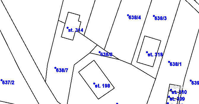 Parcela st. 638/8 v KÚ Bzí u Železného Brodu, Katastrální mapa