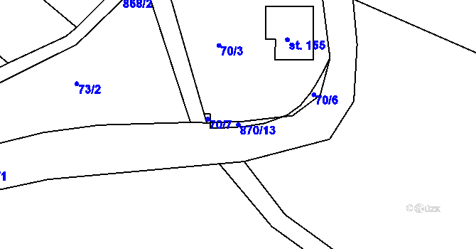 Parcela st. 870/13 v KÚ Bzí u Železného Brodu, Katastrální mapa