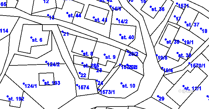 Parcela st. 9 v KÚ Hrubá Horka, Katastrální mapa