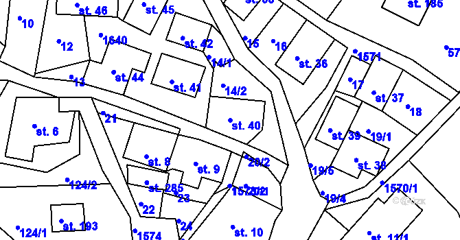 Parcela st. 40 v KÚ Hrubá Horka, Katastrální mapa