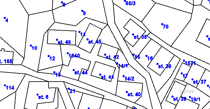 Parcela st. 42 v KÚ Hrubá Horka, Katastrální mapa