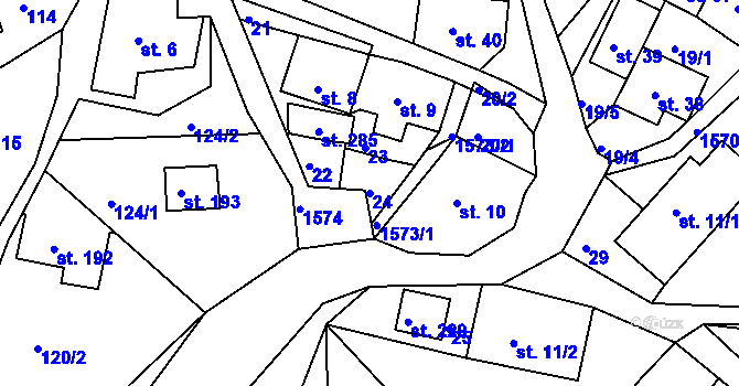 Parcela st. 24 v KÚ Hrubá Horka, Katastrální mapa