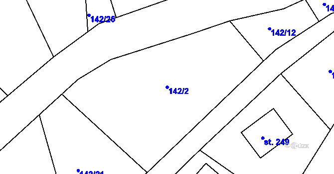 Parcela st. 142/2 v KÚ Hrubá Horka, Katastrální mapa