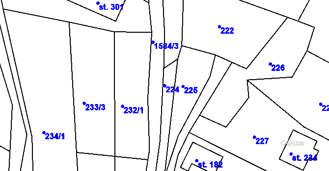 Parcela st. 224 v KÚ Hrubá Horka, Katastrální mapa