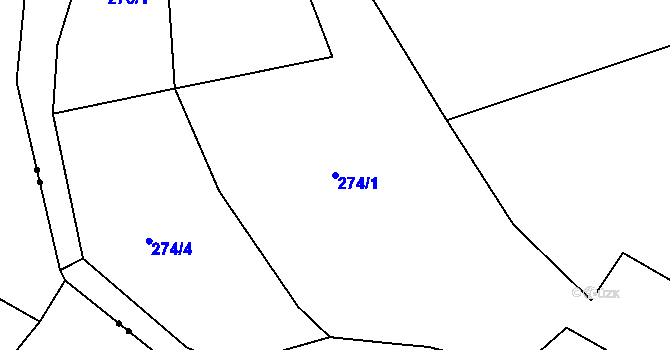 Parcela st. 274/1 v KÚ Hrubá Horka, Katastrální mapa