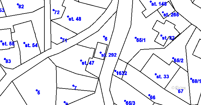 Parcela st. 292 v KÚ Hrubá Horka, Katastrální mapa