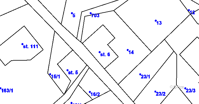 Parcela st. 6 v KÚ Chlístov u Železného Brodu, Katastrální mapa
