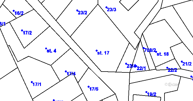 Parcela st. 17 v KÚ Chlístov u Železného Brodu, Katastrální mapa