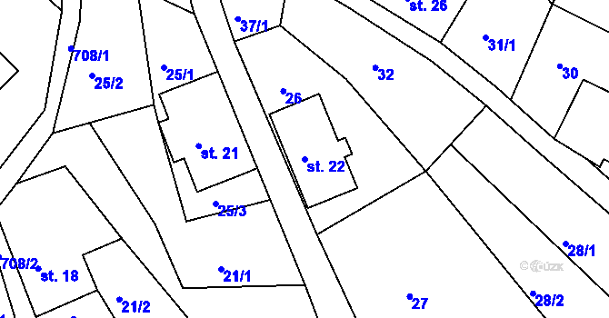 Parcela st. 22 v KÚ Chlístov u Železného Brodu, Katastrální mapa