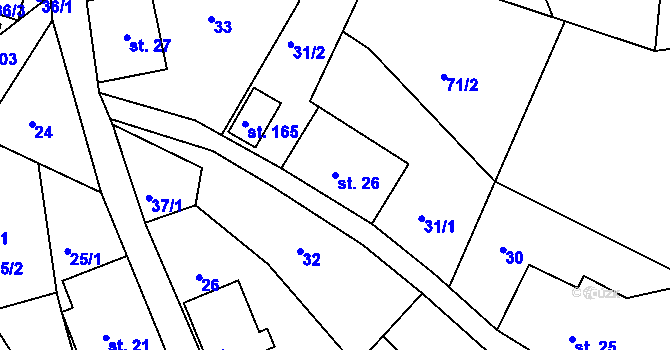 Parcela st. 26 v KÚ Chlístov u Železného Brodu, Katastrální mapa
