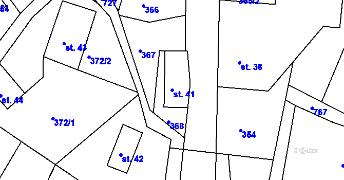 Parcela st. 41 v KÚ Chlístov u Železného Brodu, Katastrální mapa