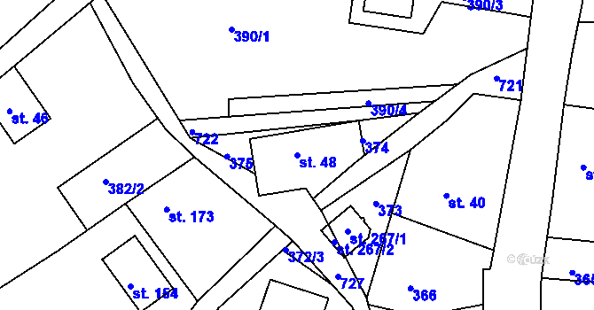 Parcela st. 48 v KÚ Chlístov u Železného Brodu, Katastrální mapa
