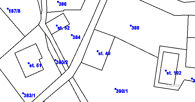 Parcela st. 49 v KÚ Chlístov u Železného Brodu, Katastrální mapa