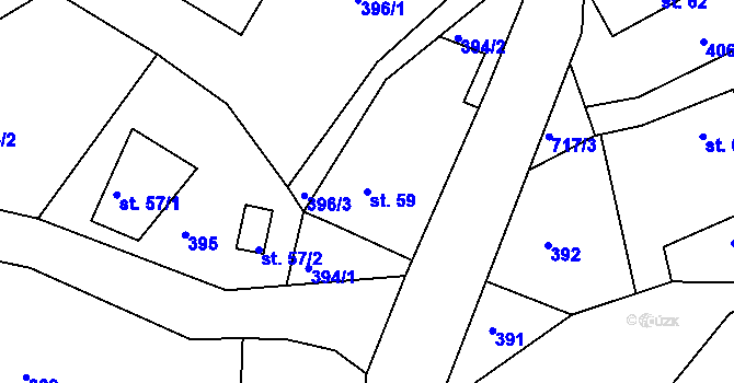 Parcela st. 59 v KÚ Chlístov u Železného Brodu, Katastrální mapa