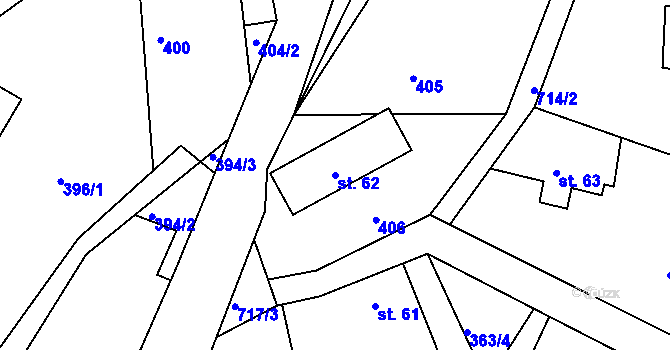 Parcela st. 62 v KÚ Chlístov u Železného Brodu, Katastrální mapa