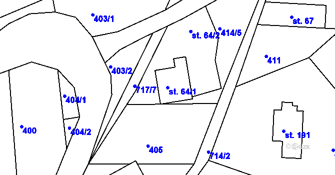 Parcela st. 64/1 v KÚ Chlístov u Železného Brodu, Katastrální mapa