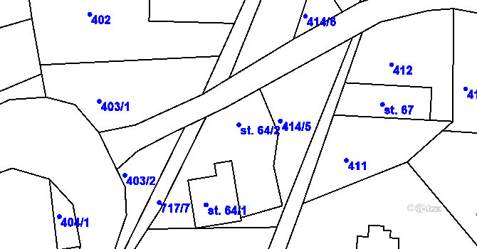 Parcela st. 64/2 v KÚ Chlístov u Železného Brodu, Katastrální mapa