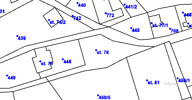 Parcela st. 78 v KÚ Chlístov u Železného Brodu, Katastrální mapa