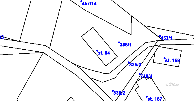 Parcela st. 84 v KÚ Chlístov u Železného Brodu, Katastrální mapa