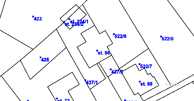 Parcela st. 96 v KÚ Chlístov u Železného Brodu, Katastrální mapa