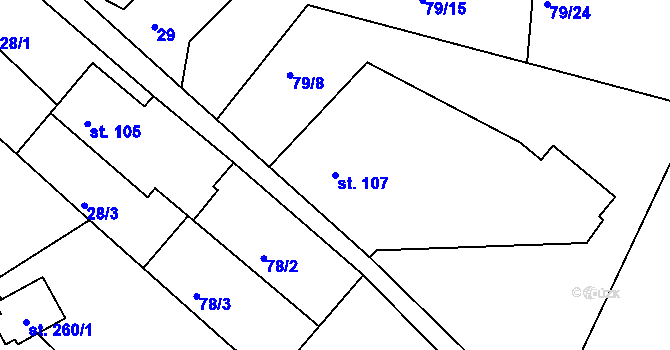 Parcela st. 107 v KÚ Chlístov u Železného Brodu, Katastrální mapa
