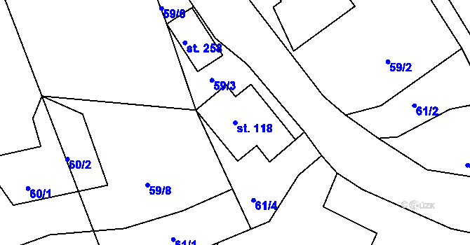 Parcela st. 118 v KÚ Chlístov u Železného Brodu, Katastrální mapa