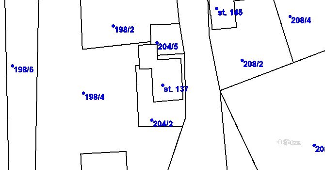Parcela st. 137 v KÚ Chlístov u Železného Brodu, Katastrální mapa