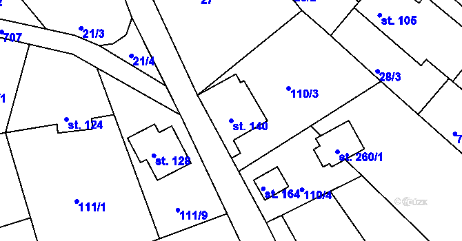 Parcela st. 140 v KÚ Chlístov u Železného Brodu, Katastrální mapa